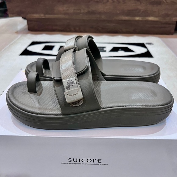 Suicoke Toe Strap UTA Urich Rubber Sandals - Khaki Olive Green - Picture 5 of 10